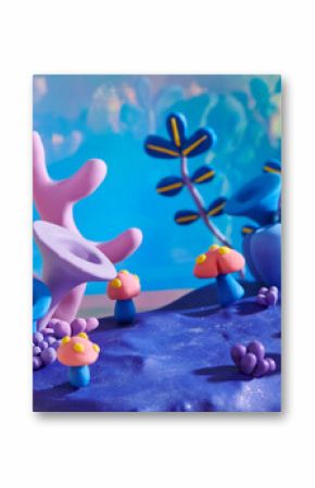 Handmade marine landscape tropical colorful plants