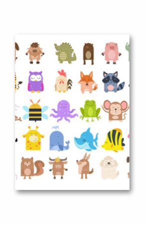 A collection of cute animal cartoons suitable for birthday cards or invitations