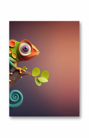 Cute Cartoon Chameleon Banner with Space for Copy (Generative AI)