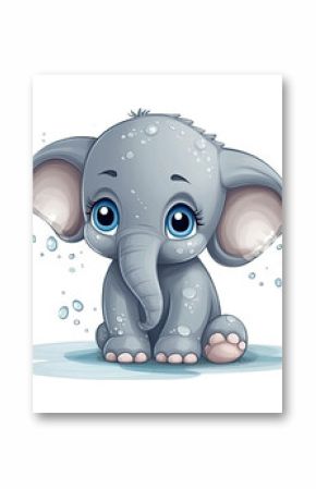 Cute Baby Animals, Elephant, Deer, Zebra. Generative AI