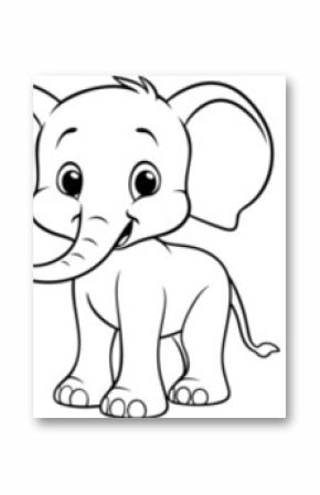 Safari animals friendly cartoon characters collection from Africa. Lion, giraffe, elephant, rhino and zebra friends. Black outline coloring book vector illustrations.