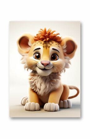 Cute lion cartoon on white background