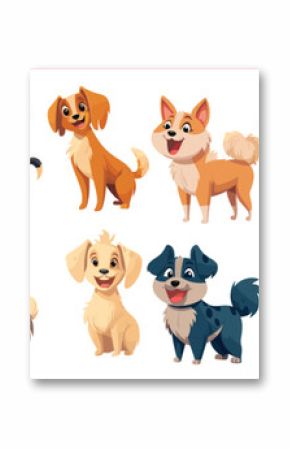 Funny cartoon dogs characters. Dogs collection, Cute dogs, Set vector dogs