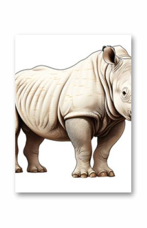 Picture draw by watercolor of rhinoceros african isolated on cut out PNG or transparent background. Realistic animal clipart template pattern. For fabric texture design. Abstract background.