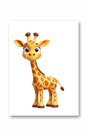 3d rendering of cartoon giraffe on Isolated transparent background png. generated with AI