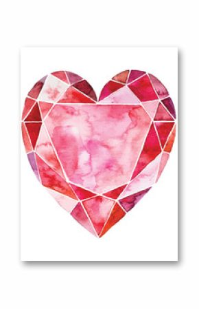 Akwarela ilustracja serca w formie diamentu. element wektora do projektowania. Może służyć do zaproszenia na ślub, karty na Walentynki lub karty o miłości
