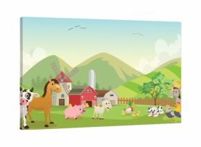 illustration of happy farm animal cartoon