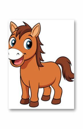 Cartoon horse cute animal illustration drawing pony character equine mammal farm happy design vector art