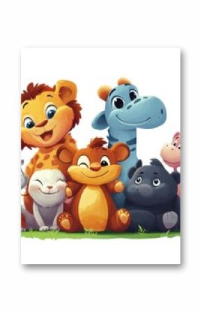 Cute cartoon animals in a group (1)