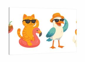 cute animal design set, summer style, cute summer animals