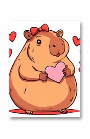 Cute cartoon Hamster Holding Heart