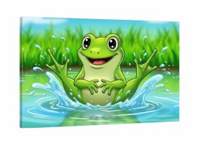 Happy frog in a pond