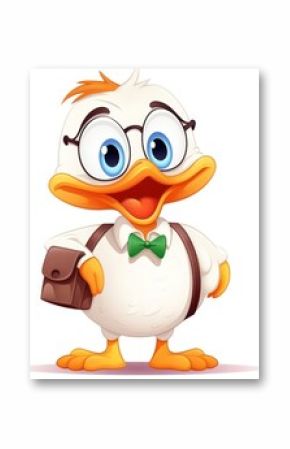 Duck character teacher concept cartoon animal bird.