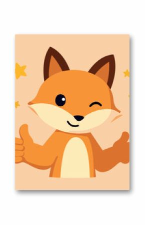 cheerful cartoon fox giving two thumbs up