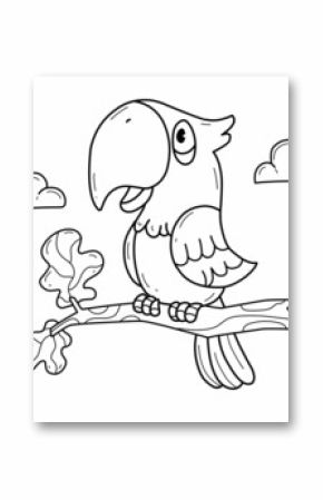 animals coloring book alphabet. Isolated on white background. Vector cartoon macaw bird.