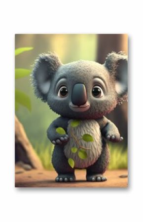 a cute adorable baby Koala generative ai  rendered in the style of children-friendly cartoon animation fantasy style 