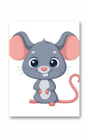 Cute grey mouse animal cartoon vector illustration