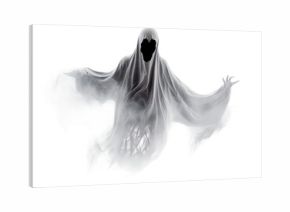 Halloween ghost on transparent background. Spirit figure. PNG . Generative Ai.