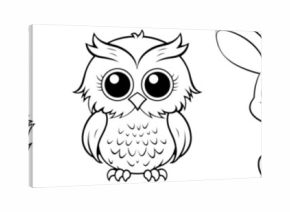 Forest animals friendly cartoon characters collection. Deer, fox, owl, rabbit and squirrel friends. Black outline coloring book vector illustrations.