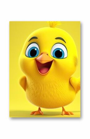 Cute 3D cartoon canary character.