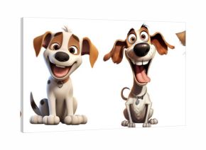 funny and cute cartoon dog, smiling, smile, dogs, isolated