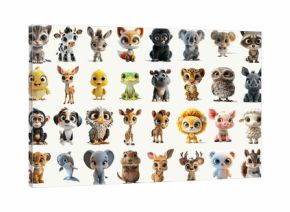 Set of cute 3D little cartoon animals