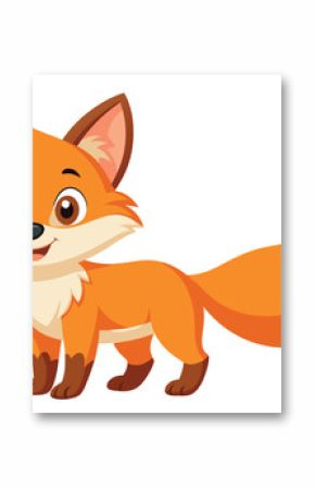 A joyful cartoon fox stands with a big smile, showcasing its vibrant orange fur and playful demeanor, perfect for children’s illustrations or animations