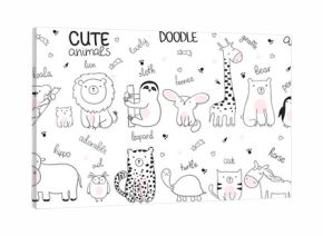 Vector cartoon sketch illustration with cute doodle animals