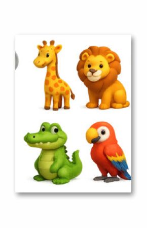 Zoo animal 3d icons set – playful, colorful, wildlife and cartoon symbols