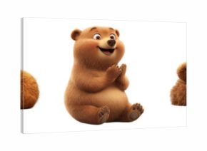 cute beer animal character - 3d Set on transparent background PNG file