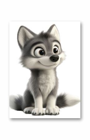 PNG Cute baby wolf cartoon animal style.