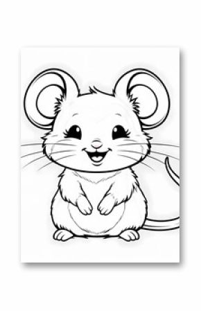 Cute mouse animal coloring page cartoon vector illustration