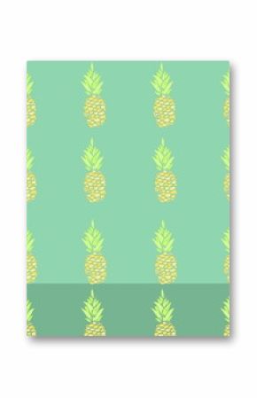 Image of pineapples moving in a row over blue background