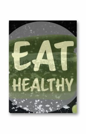 Image of eat healthy text over fruit falling in water background