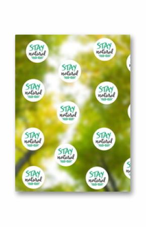 Image of stay natural text over trees