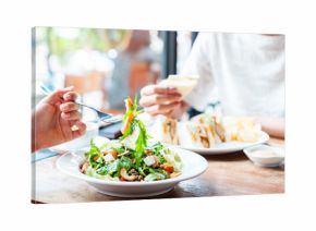 two people having a business meeting over lunch