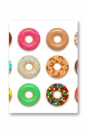 Donuts icons set, cartoon style