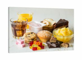 Selection of food high in sugar