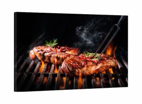 Beef steaks on the grill