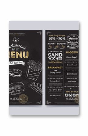 Restauracyjny cukierniany menu szablonu projekt na chalkboard tła wektoru ilustraci