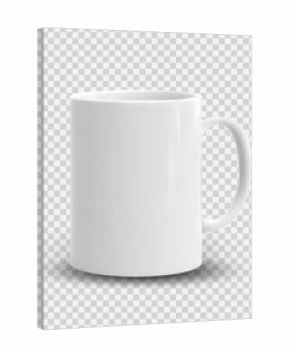 Realistic white cup isolated on transparent background. Vector template for Mock Up. Vector illustration
