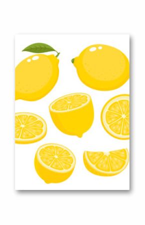 Bright vector set of colorful juicy lemons isolated on white.