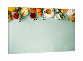 Continental breakfast captured from above