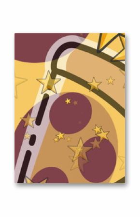 Image of pizza icons over stars on grey background