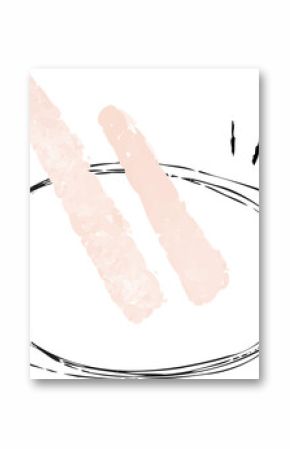 Flat design showing two breaded sticks on sketched plate with accent lines, transparent background