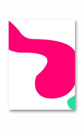 Flat design abstract organic blobs are floating on transparent background, magenta and teal shapes