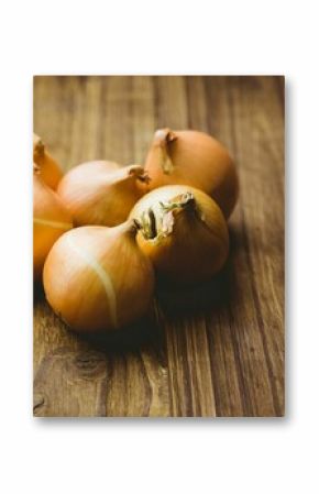 Fresh onion on wooden tables