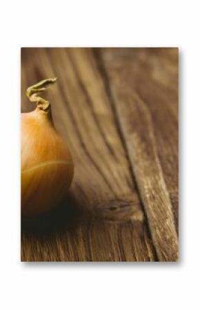 Fresh onion on wooden table