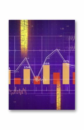 Displaying combined bar and line chart on digital display, with yellow bars and numeric labels