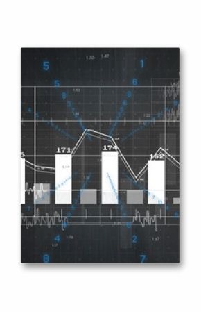Displaying bar chart with line overlay at dashboard, with sparkline waveforms and rectangles